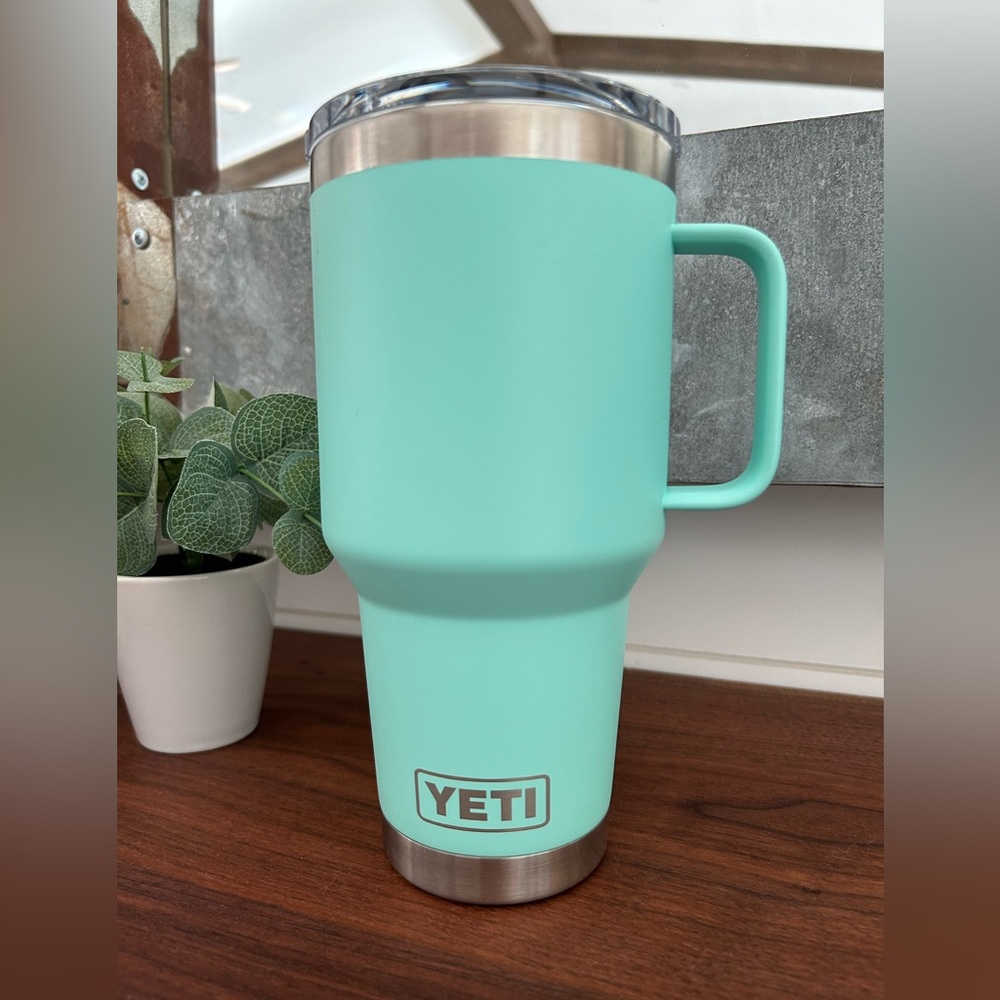 Yeti 30oz Rambler with strong hold lid. Seafoam green. Never used.
